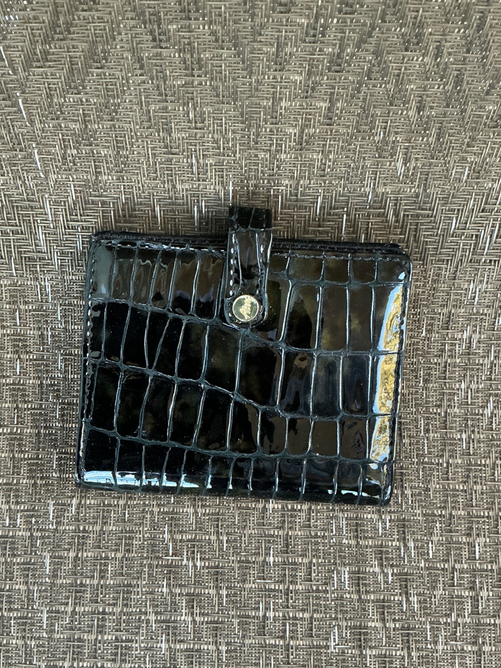 Abas Black Coated Alligator Leather Snap Wallet